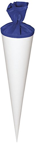 Heyda 204869951 Schultüten-Rohlinge mit Filzverschluss Geschwistertüte (Höhe 35 cm, Durchmesser 11 cm, Karton, 380g/m²) weiß-blau