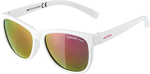 ALPINA LUZY - Verspiegelte und Bruchsichere Sonnenbrille Mit 100% UV-Schutz Für Kinder, white gloss, One Size