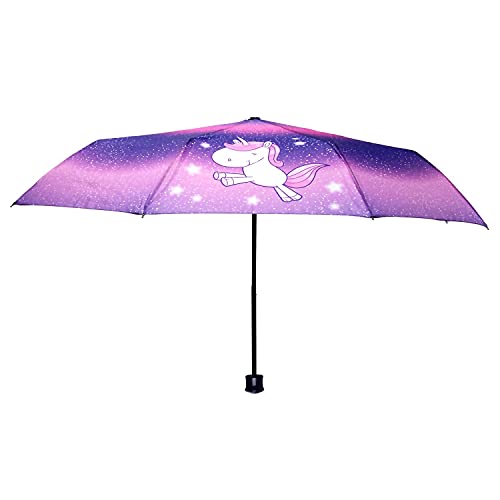 p:os Einhorn Regenschirm für Kinder, windfest, Taschenschirm mit manueller Öffnung und stabilem Fiberglasgestell, Durchmesser ca. 100 cm