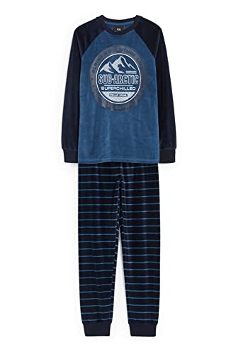 C&A Kinder Jungen Pyjamas Pyjama Regular Fit Streifen|Bedruckt blau 152