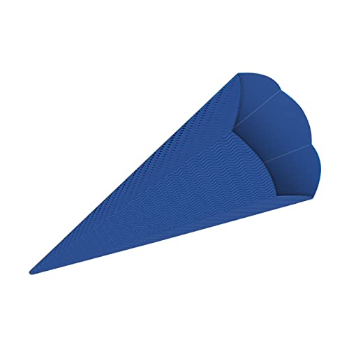 itenga Schultüten Rohling aus Bastelwellpappe 68cm - Schultüten Rohling zum Basteln - 3D Wellpappe (blau)