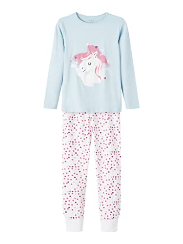 NAME IT Mädchen Nkfnightset Real Teal Unicorn Noos Pajama Set, Cool Blue, 146-152 EU