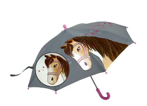 moses. reflektierender Regenschirm Pferde, Kinderregenschirm mit süßem Pferde-Motiv, hübscher Schirm für Mädchen, das Highlight für Regentage, Durchmesser: 65 cm