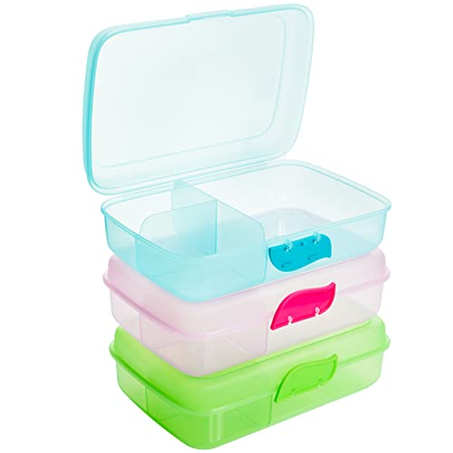 Brotdosen 3 Stück, Lunchboxen mit 3 Trennfächern und Clickverschluss, ohne BPA+Weichmacher, 100% recyclebar