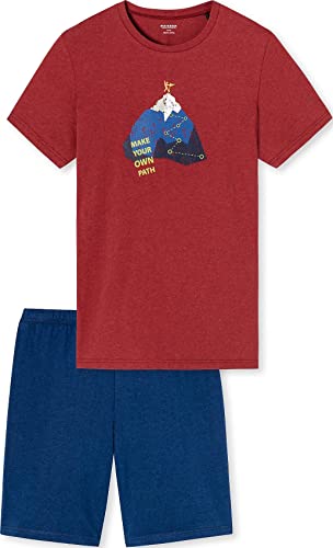 Schiesser Jungen Kurzer Schlafanzug - Organic Cotton Pyjamaset , terracotta, 152