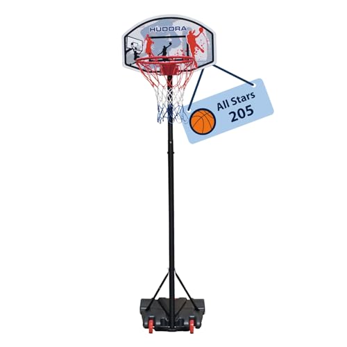 HUDORA Basketballständer All Stars 205 - höhenverstellbarer Basketballkorb mit Ständer für Kinder & Jugendliche - Mobiler Outdoor Basketballkorb für den Garten - Stand-Basketballkorb mit Rollen