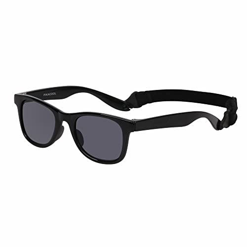 PIKACOOL Sonnenbrille mit Gurt für Kinder Jungen Mädchen Kleinkinder TPE-Rahmen UV400-Schutz geeignet für Kinder im Alter von 2–6 Jahren, Schwarz