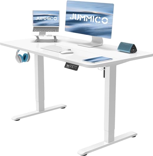 JUMMICO Höhenverstellbarer Schreibtisch 100x60 cm Schreibtisch Höhenverstellbar Elektrisch Ergonomischer Steh-Sitz Tisch Computertisch Höhenverstellbar Stehschreibtisch Adjustable Desk(Weiß)