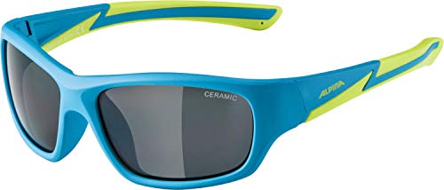 ALPINA FLEXXY KIDS - Verspiegelte und Bruchsichere Sonnenbrille Mit 100% UV-Schutz Für Kinder, blue-matt-lime, One Size