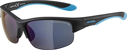 ALPINA FLEXXY YOUTH HR - Verspiegelte und Bruchsichere Sonnenbrille Mit 100% UV-Schutz Für Kinder, black matt-blue, One Size