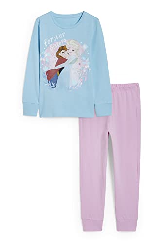 C&A Kinder Mädchen Pyjamas Pyjama Set|2er Pack Regular Fit Bedruckt|Unifarben Die Eiskönigin 2 hellblau 122