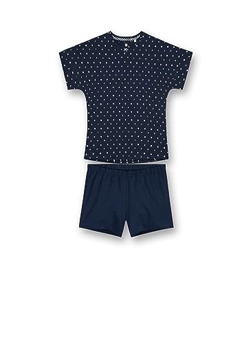Sanetta Mädchen-Schlafanzug kurz Dunkelblau Dots-Allover | Hochwertiger und bequemer Schlafanzug aus Baumwolle für Mädchen. Pyjamaset für Mädchen 152