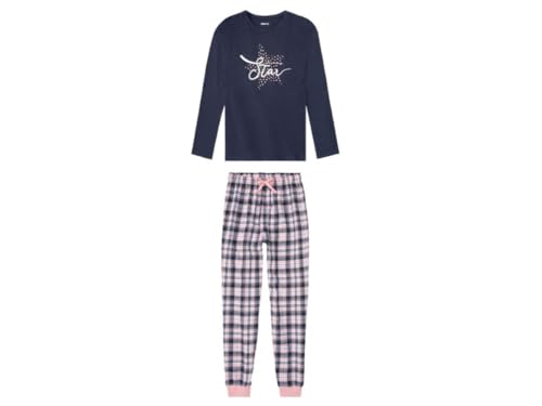 Pepperts Mädchen Pyjama - Lange Schlafhose + Langarm Oberteil - 100% Baumwolle (DE/NL/SE/PL, Numerisch, 146, 152, Regular, Navy-Rosa)