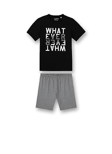 Sanetta Jungen-Schlafanzug kurz Schwarz | Hochwertiger und bequemer Schlafanzug aus Baumwolle für Jungen. Pyjamaset für Jungen 152
