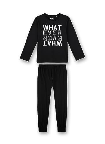 Sanetta Jungen-Schlafanzug lang Schwarz | Bequemer Schlafanzug für Jungen lang. Nachtwäsche-Set aus 100% Baumwolle. | Pyjamaset Größe