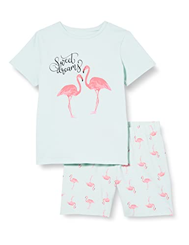 name it Mädchen NKFNIGHTSET SS Shorts Flamingo NOOS Pyjamaset, Glacier, 146-152