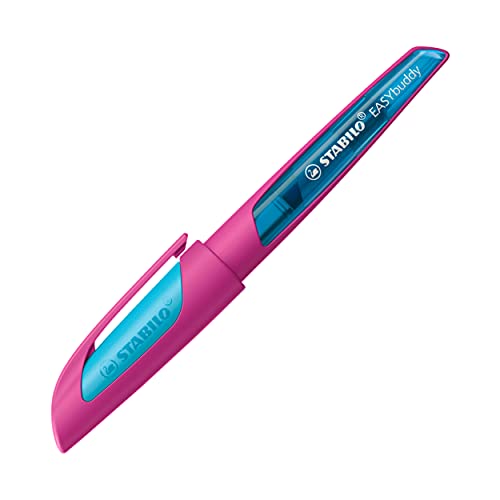 Schulfüller mit Linkshänder-Feder L - STABILO EASYbuddy FRESH in pink/hellblau - blau (löschbar) - inkl. Patrone