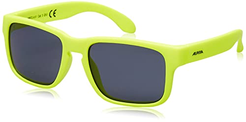 ALPINA MITZO - Verzerrungsfreie und Bruchsichere Sonnenbrille Mit 100% UV-Schutz Für Kinder, neon yellow matt, One Size