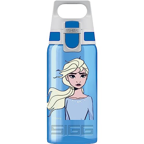 SIGG - Trinkflasche Kinder - Viva One Disney Die Eiskönigin Elsa - Für Kohlensäurehaltige Getränke Geeignet - Auslaufsicher - Spülmaschinenfest - BPA-frei - Sport - Blau - 0,5L