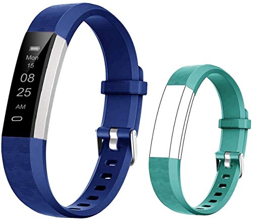 BIGGERFIVE Fitness Armband für Kinder, Schrittzähler Uhr Fitness Tracker mit Kalorienzähler und Schlafmonitor, Wasserdicht Aktivitätstracker Armbanduhr mit Vibration Wecker (blau grün)