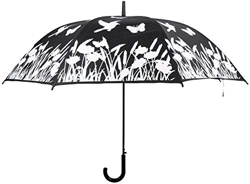 Esschert Design Farbverändernder Regenschirm Vögel, aus Kunststoff/Metallstiel, Ø 116,5 x 91,2...