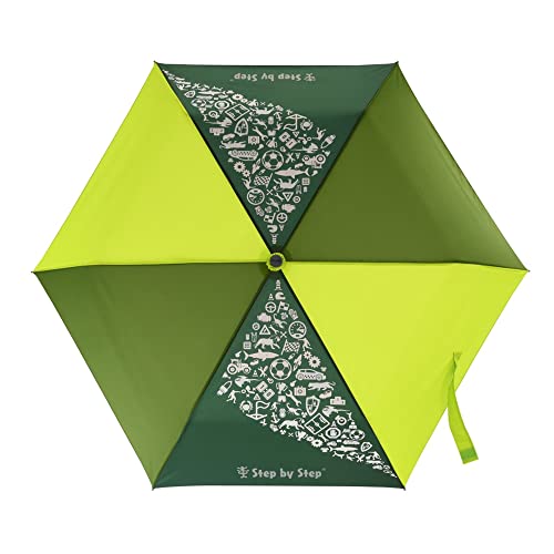 Step by Step Regenschirm Lime, gelb, Magic Rain Effect, doppler für Kinder, inkl. Farbwechsel, Tasche und Handschlaufe, für die 1. bis 4. Klasse