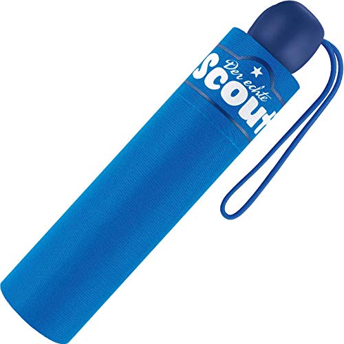 Scout Kinder Regenschirm Taschenschirm Schultaschenschirm mit Reflektorstreifen extra leicht royal Blue
