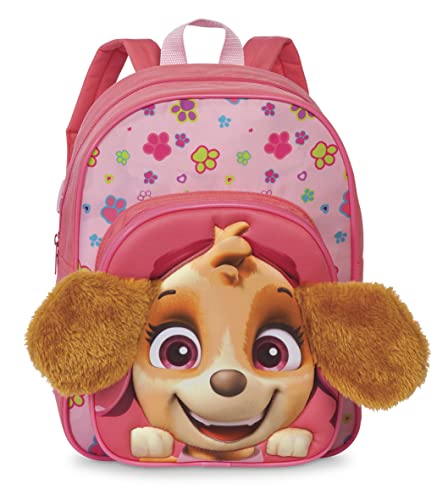 Paw Patrol Rucksack – Kindergartenrucksack für Mädchen von 3-6 Jahren mit Skye und abstehenden Plüschohren, Tasche für Kindergarten und Kita – 31cm x 24cm x 13cm - 8L Rosa