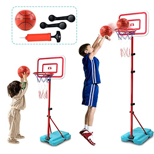 Basketballkorb Outdoor Spielzeug für Kinder mit Höhenverstellbar ständer 88-190 cm, Ball & Pumpe, Mini Basketballkorb Indoor für Zimmer, Sportgeräte, Spielzeug ab 4 5 6 7 Jahre Junge Mädchen