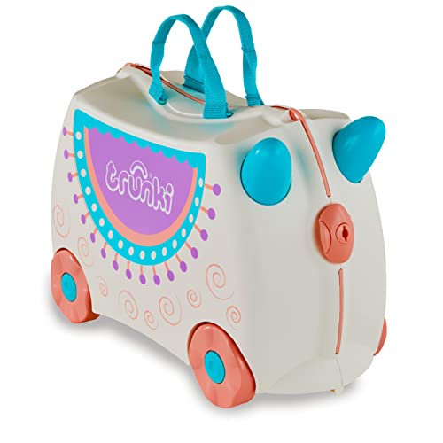 Trunki Handgepäck Und Kinderkoffer zum Draufsitzen | Kinder Risen Geschenk für Mädchen Und Jungen | Trolley Lola das Lama (Creme)