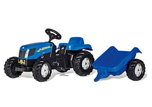 Rolly Toys rollyKid NH T7040 Trettraktor mit Anhänger (für Kinder von 2,5 bis 5 Jahren, Heckkupplung) 013074