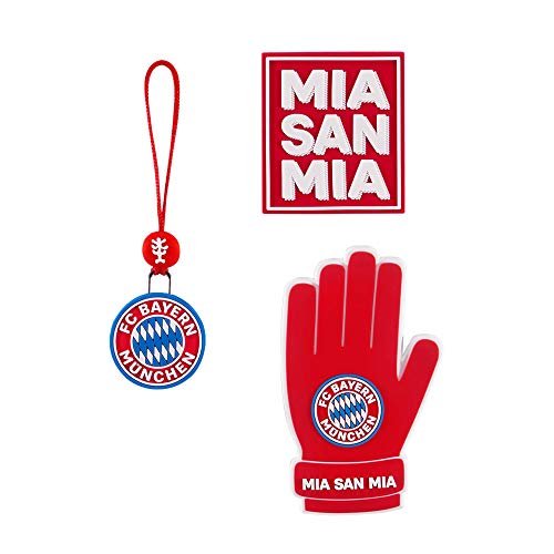 Step by Step Magic Mags FC Bayern „Mia san Mia“, 3-teilig, 2 Magnet-Applikationen und 1 Anhänger, Fußball, MIA SAN MIA, Torwart-Handschuh, passend zum Schulranzen oder Vorschulrucksack