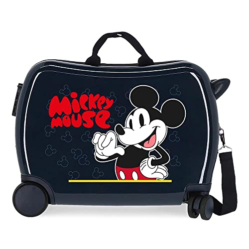 Disney Mickey Mouse Fashion Kinderkoffer, Blau, 50 x 39 x 20 cm, starre ABS-Kombinationsverschluss, 34 l, 1,8 kg, 4 Räder, Handgepäck, blau, kinderkoffer