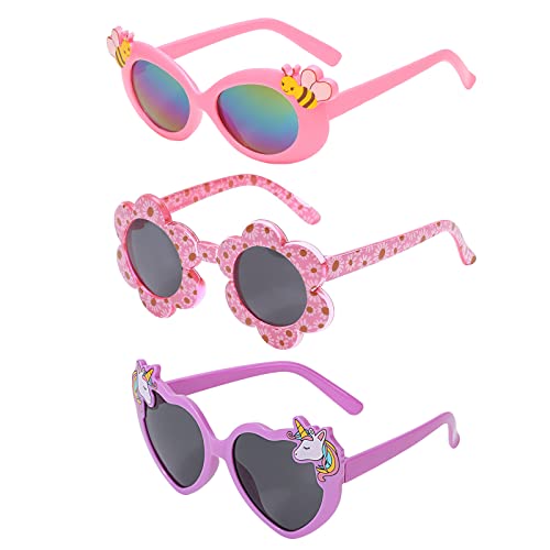 Hifot 3 Stück Kinder Sonnenbrille Einhorn Kunststoffrahmen Polarisiert Brille, Mode Rave Party Dress up Brille für Jungen Mädchen