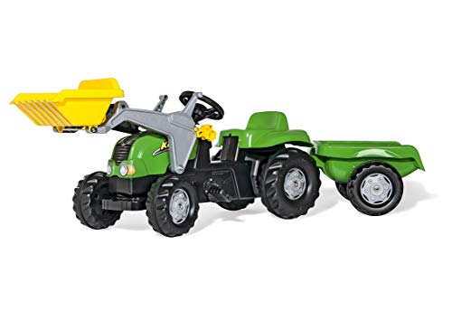 Rolly Toys RollyKid-X Trettraktor mit Anhänger (mit Frontlader, Alter 2,5 – 5 Jahre, Heckkupplung) 023134, 169 cm × 47 cm × 55 cm