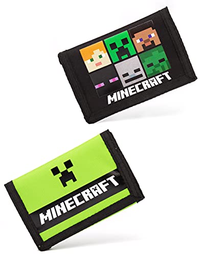 Minecraft Brieftaschen Kinderspiel Schwarzer oder grüner Kriechpflanze Geldbörse Einheitsgröße