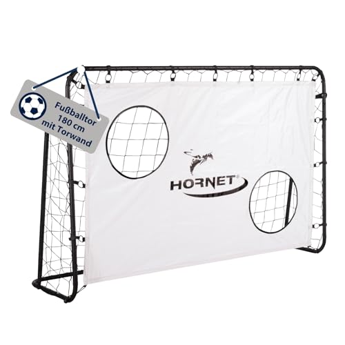 HUDORA Fußballtor Hornet 180 mit Torwand - Outdoor für Kinder & Erwachsene - Tor mit abnehmbarem Netz & zwei verstärkten Schusslöchern - wetterfestes für Training & Freizeit