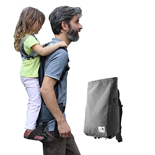 HOMB - Elternrucksack mit Rückentrage (grau-meliert) - Tragesystem bis 25 kg - Wickelrucksack mit Tragefunktion - Kindertrage im Rucksack