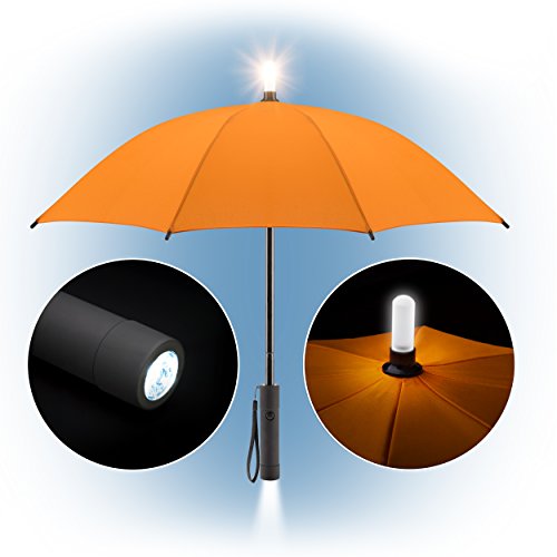 Kinder Regenschirm / Kinderschirm mit LED Taschenlampe & Leuchtspitze für mehr Sicherheit /...