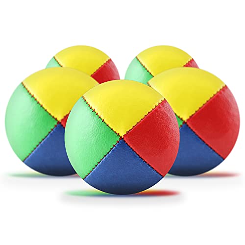 Diabolo Freizeitsport Jonglierbälle 5er Set, 62mm Jonglierball mit nachhaltiger Vogelhirse gefüllt, wasserabweisendes Kunstleder, ideal für Kinder & Anfänger