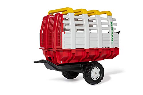 Rolly Toys 122479 Tretfahrzeuge rollyHaywagon Pöttinger Anhänger für Trettraktor (von 3-10 Jahre, Automatikverriegelung, kippbar), Rot