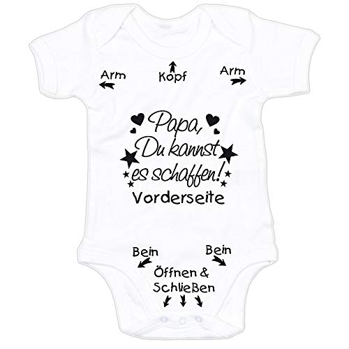 G-graphics Papa Du schaffst das! Baby Body Suit Strampler (250.0211) (0-3 Monate, weiß)