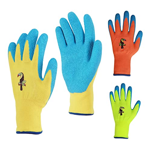 Donfri 3 Paar Kinder Handschuhe Garten Handschuhe,Arbeitshandschuhe Security handschuhe, DIY,tägliche Hausarbeit, Malen,Outdoor-Aktivitäten 6-8 Jahre