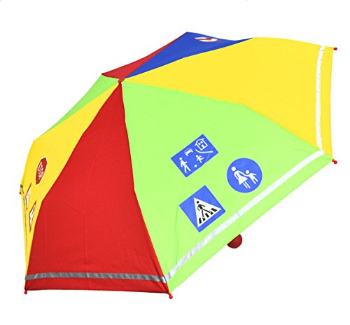 Kinder Regenschirm Taschenschirm Schultaschenschirm mit Reflektorstreifen extra leicht für Jungen...