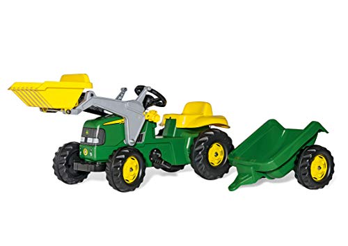 rolly toys | rollyKid John Deere | Kinder Trettraktor mit Frontlader und Anhänger | 023110