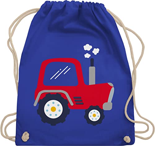 Turnbeutel Jute Beutel Gym Bag Rucksack - Kinder Traktor Bagger und Co. - Kinder Traktor - Unisize - Royalblau - laessig rucksack kindergarten - WM110