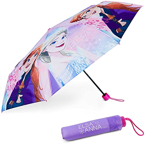 BONNYCO Regenschirm Kinder Frozen Regenschirm Sturmfest mit Verstärkter Struktur - Klappschirm mit für Tasche, Rucksack oder Reise | Regenschirm Klein Mädchen - Geschenke für Mädchen