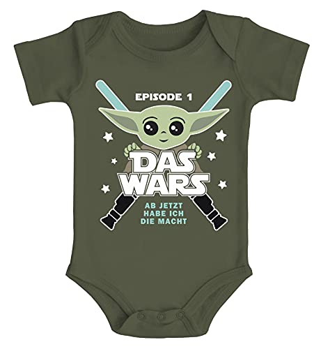 MoonWorks® Baby Body mit Spruch lustig Episode 1 Das Wars Jetzt Habe ich die Macht Yoda Parodie Jungen & Mädchen Oliv 3-6 Monate