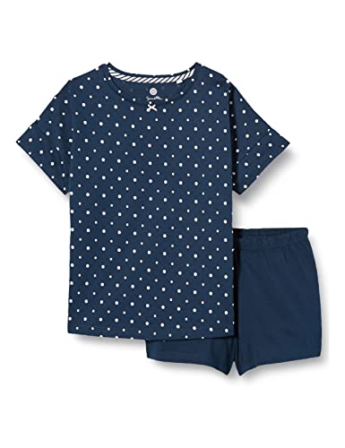 Sanetta Mädchen-Schlafanzug kurz Dunkelblau Dots-Allover | Bequemer Schlafanzug für Mädchen kurz. Nachtwäsche-Set aus 100% Baumwolle. | Pyjamaset Größe