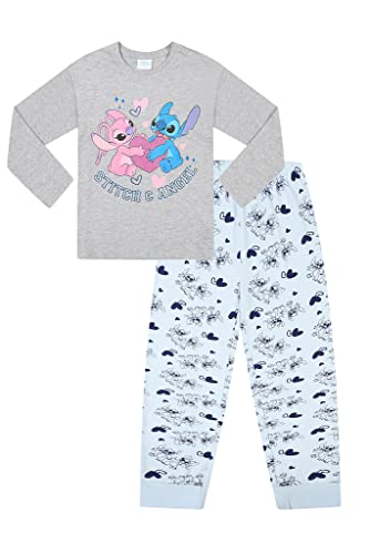 Disney Stitch & Angel Mädchen Pyjama-Set, lang, grau, 152